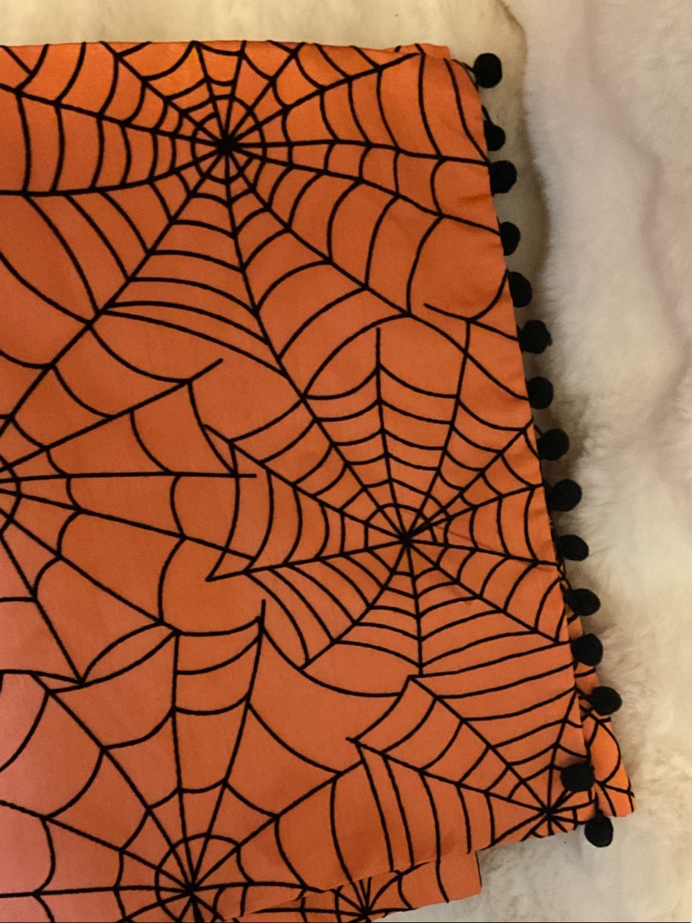 NEW- Orange Spiderweb Table Runner